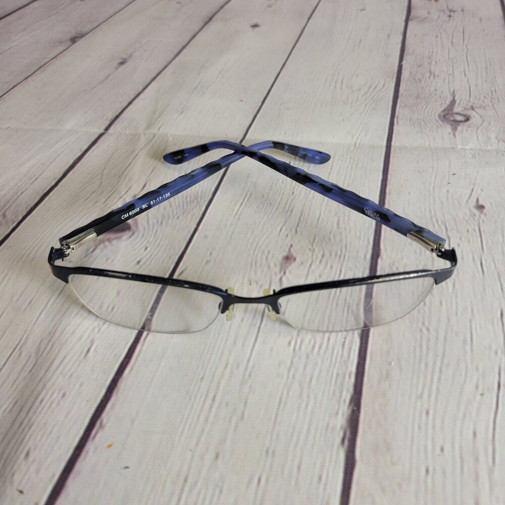 Chelsea Morgan CM6003 BL Eyeglasses Frames Round blue half Rim 51-17-135